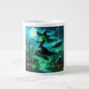Caneca De Café Grande Feiticeira de Halloween verde-Spooky