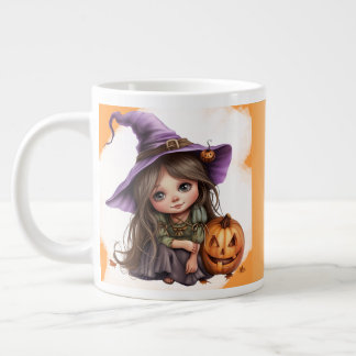 Caneca De Café Grande Feiticeira e Abóbora da Mata das Bruxas Especiais