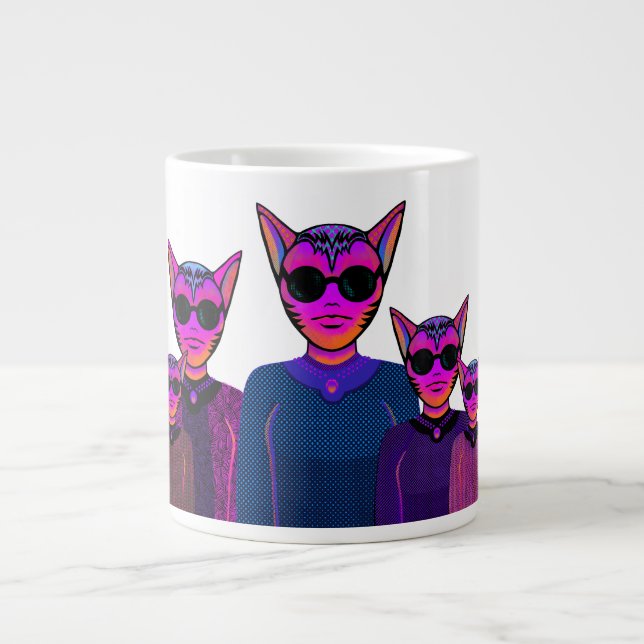 Caneca De Café Grande Feline characters Design (Frente)