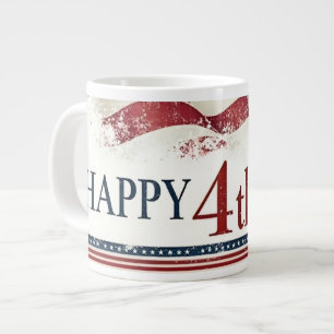 Caneca De Café Grande Feliz 4 de Julho - Design Vintage da Bandeira Amer