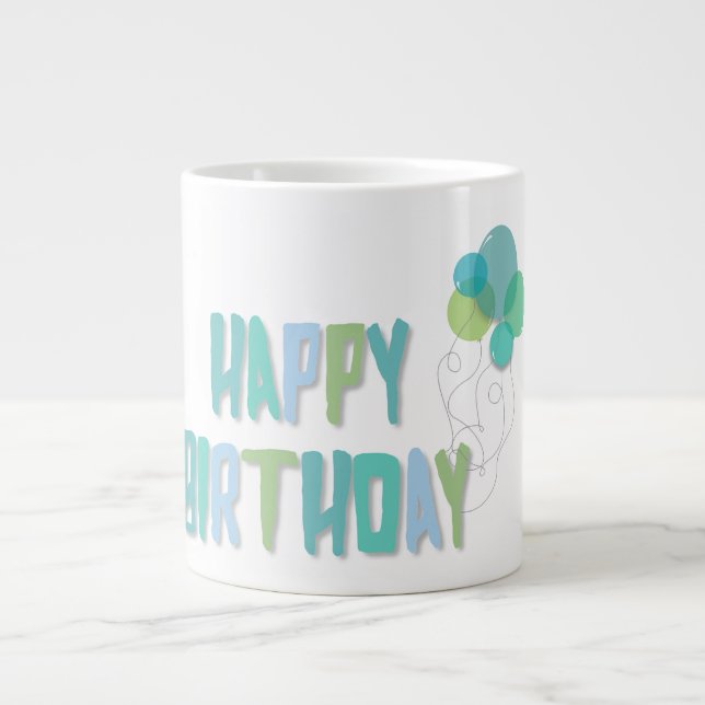 Caneca De Café Grande Feliz aniversário (Frente)