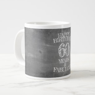 Caneca De Café Grande Feliz Aniversário - 60 Anos & Fabuloso em chalkboa