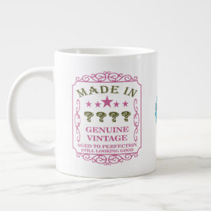 Caneca De Café Grande Feliz Aniversário Adicionar Nome de Ano Data Vint
