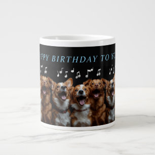 Caneca De Café Grande Feliz Aniversário Cachorro Cantando Bonito