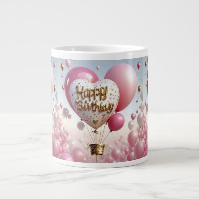 Caneca De Café Grande Feliz Aniversário - Celebração Personalizada e Úni (Frente)