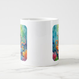 Caneca De Café Grande Feliz Aniversário Design Aquarela de Chapéu de Fes