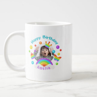 Caneca De Café Grande Feliz Aniversário Nome/ Foto Personalizado no Pop