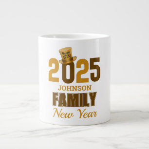 Caneca De Café Grande Feliz ano novo personalizado de nome da família 20
