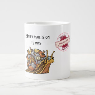 Caneca De Café Grande Feliz Correio Steampunk Caracol