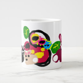 Caneca De Café Grande Feliz dia das mães coelhinhas e coelho 
