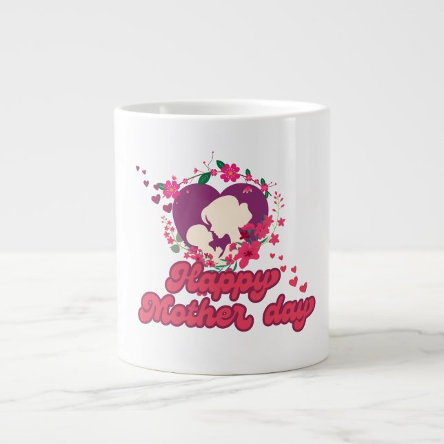 Caneca De Café Grande Feliz dia das mães Design Moderno (Frente)