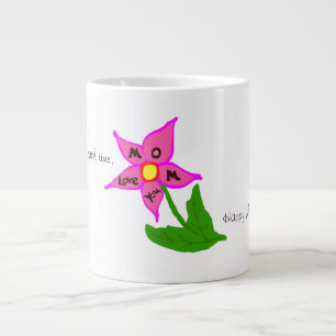 Caneca De Café Grande Feliz Dia das Mães Mensagem de Flor Rosa