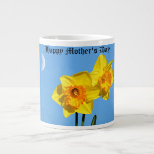 Caneca De Café Grande Feliz Dia de as mães Daffodils Dourado Flores medu