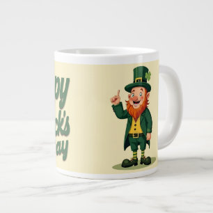 Caneca De Café Grande Feliz Dia de São Patrício Leprechaun Fofo