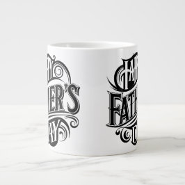 Caneca De Café Grande Feliz Dia dos Pais Design de Texto Preto Elegante