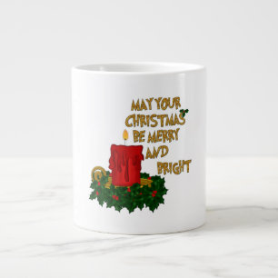 Caneca De Café Grande Feliz e Bright Red Christmas Candela