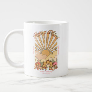 Caneca De Café Grande Feliz Mente Feliz Vida Hippy Groovy Vibes