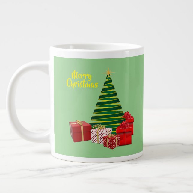 Caneca De Café Grande Feliz Natal ~ Árvore com presentes (Esquerda)