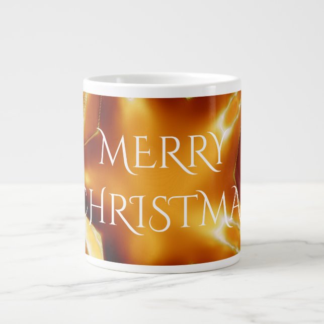 Caneca De Café Grande Feliz Natal, Cobre Dourado Shiny Star (Frente)