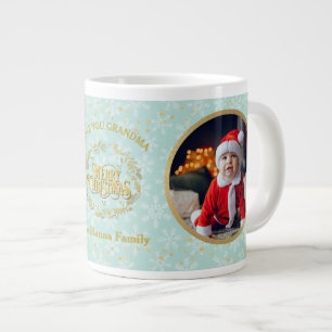 Caneca De Café Grande Feliz Natal e Amo Você Vovó Duas Fotos
