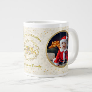 Caneca De Café Grande Feliz Natal e Amo Você Vovó Duas Fotos