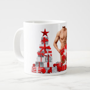 Caneca De Café Grande Feliz Natal SlipperyJoe presente vermelho branco p