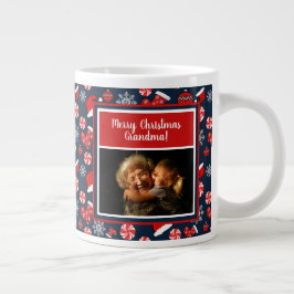 Caneca De Café Grande Feliz Natal Vovó Foto Feriado Padrão
