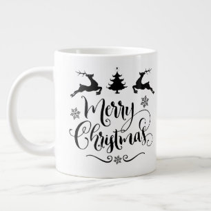 Caneca De Café Grande Feliz Natal w Reindeer/Cotação de Natal /Mug