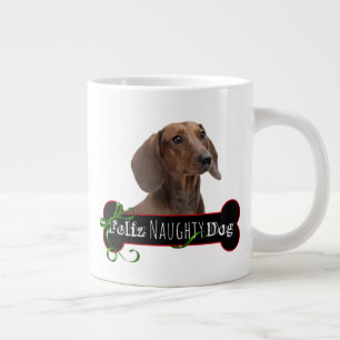 Caneca De Café Grande Feliz Naughty Dachshund