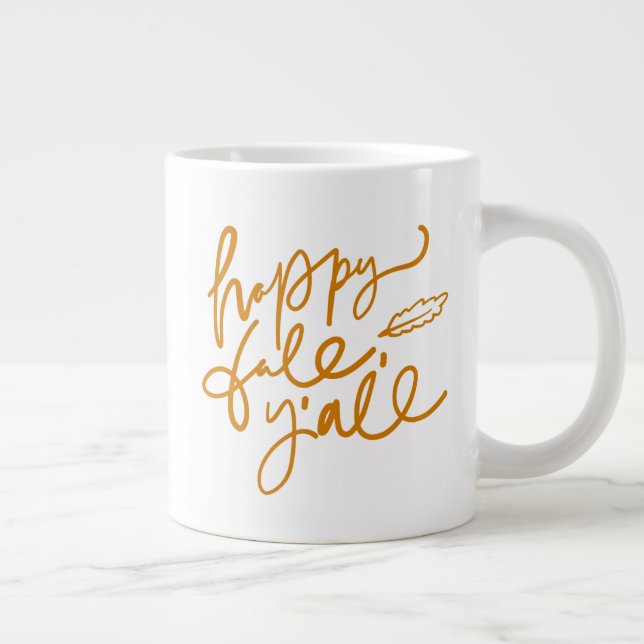 Caneca De Café Grande Feliz outono Y (Direita)