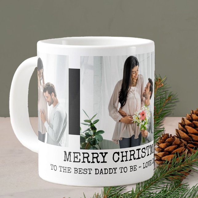 Caneca De Café Grande Feliz Pai de Natal para ser preto com 3 fotos (Criador carregado)