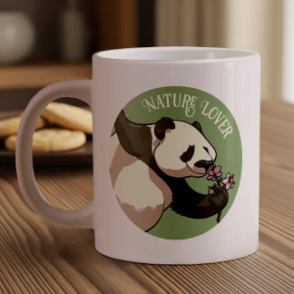 Caneca De Café Grande Feliz Panda Cheirando Blossom Natureza, Cartografi
