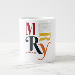 Caneca De Café Grande Felizes coloridas e Natais vintages brilhantes