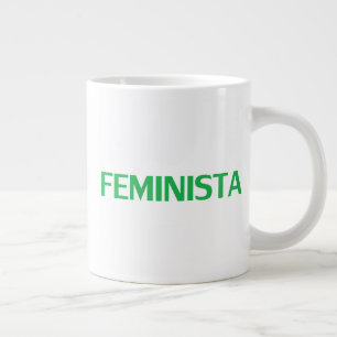 Caneca De Café Grande Feminista em Espanhol Verde e Moderno