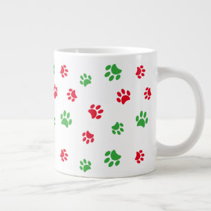 Caneca De Café Grande Feriado das Impressões de Pata Vermelha e Verde
