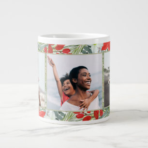 Caneca De Café Grande Feriado Poinsettia e Greenery Três Foto