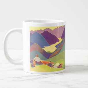 Caneca De Café Grande Férias em Família Antigas, Piquenique nas Montanha