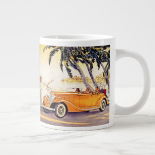 Caneca De Café Grande Férias em Família ao Estilo Vintage num Carro Conv