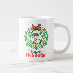 Caneca De Café Grande Férias Felizes   Peppermint Candy Wreath