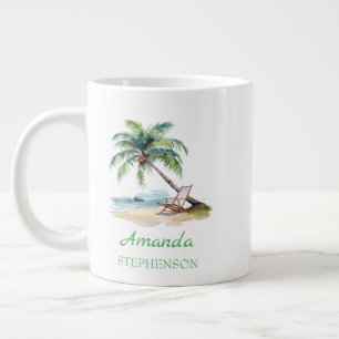 Caneca De Café Grande Férias Personalizadas na Praia