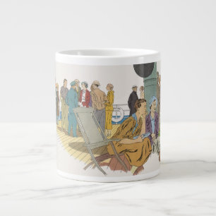 Caneca De Café Grande Férias Vintage, Passageiros de cruzeiro no convés