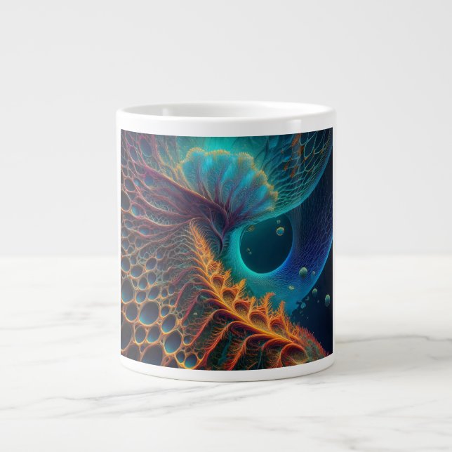 Caneca De Café Grande Fern Dourado E Azul (Frente)
