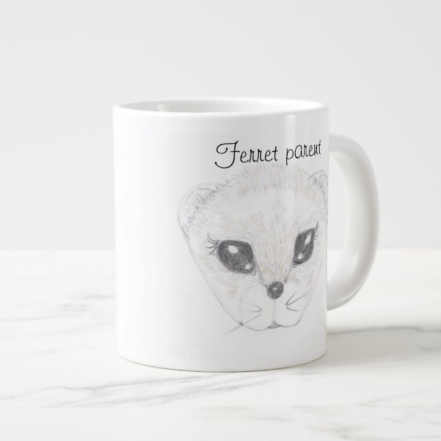Caneca De Café Grande Ferret Drawing Jumbo Mug (Frente Esquerda)