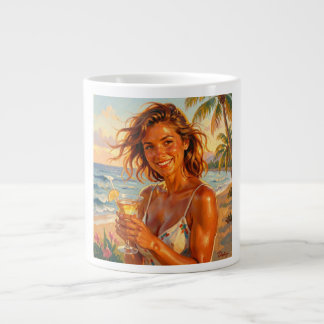 Caneca De Café Grande Festa Bronzeada e Alegria Vibração Brilho de Praia