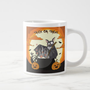 Caneca De Café Grande Festa de Morcego Assustador e Fofo de Halloween