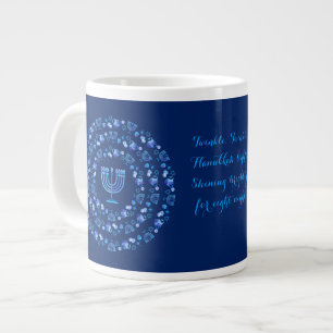 Caneca De Café Grande Festa Hanukkah das luzes Mandala Marinho Azul