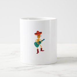 Caneca De Café Grande Festive Skeleton Guitar Player