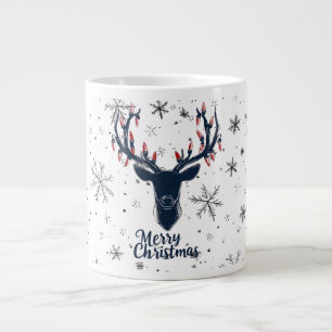 Caneca De Café Grande Festivo Reindeer Christmas Mug