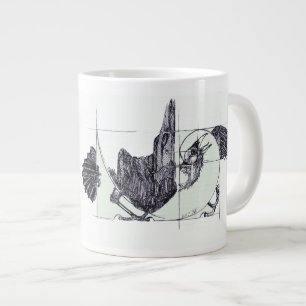 Caneca De Café Grande Fibonacci Corvid Jumbo Mug De Mão Esquerda