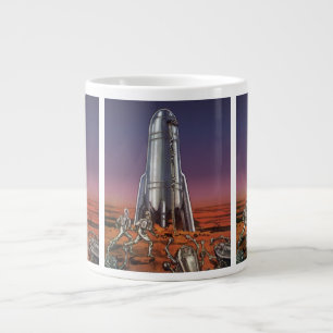 Caneca De Café Grande Ficção científica retrô, astronautas, alienígenas 